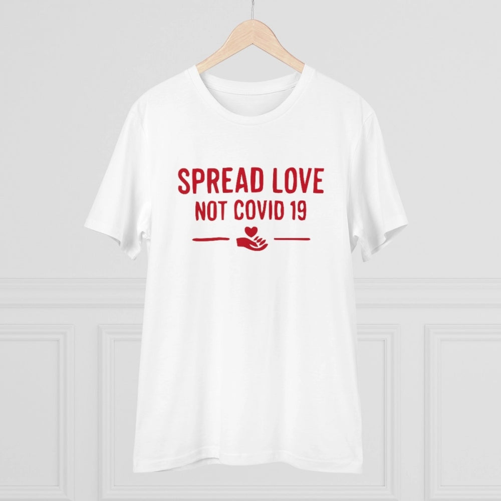 Generisches T-Shirt aus PC-Baumwolle mit Aufdruck „Spread Love Not Covid 19“ für Herren (Farbe: Weiß, Fadendichte: 180 g/m²)