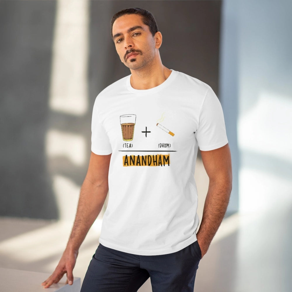 Generisches T-Shirt für Herren aus PC-Baumwolle mit Telugu-Design und Aufdruck (Farbe: Weiß, Fadendichte: 180 g/m²)