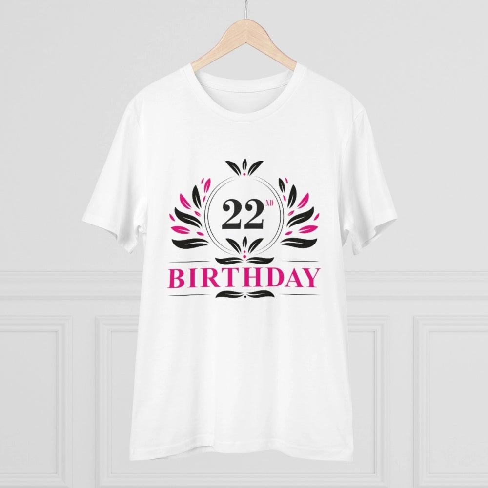 Generic Men's PC Cotton 22nd Birthday Printed T Shirt (Color: White, Thread Count: 180GSM)