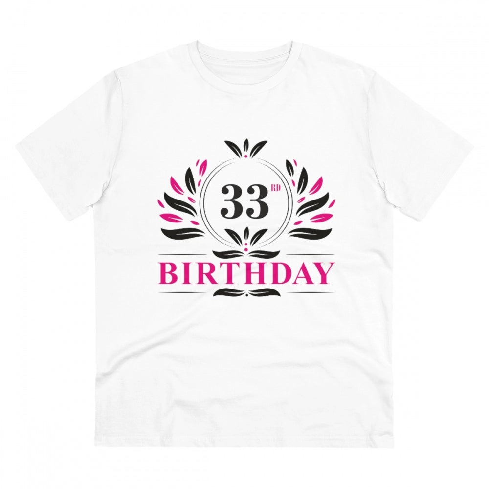 Generisches T-Shirt aus PC-Baumwolle für Herren mit Aufdruck „33. Geburtstag“ (Farbe: Weiß, Fadendichte: 180 g/m²)