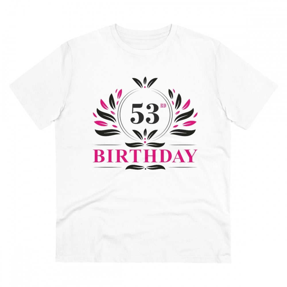 Generisches T-Shirt aus PC-Baumwolle für Herren mit Aufdruck „53. Geburtstag“ (Farbe: Weiß, Fadendichte: 180 g/m²)