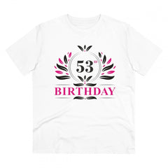 Generisches T-Shirt aus PC-Baumwolle für Herren mit Aufdruck „53. Geburtstag“ (Farbe: Weiß, Fadendichte: 180 g/m²)