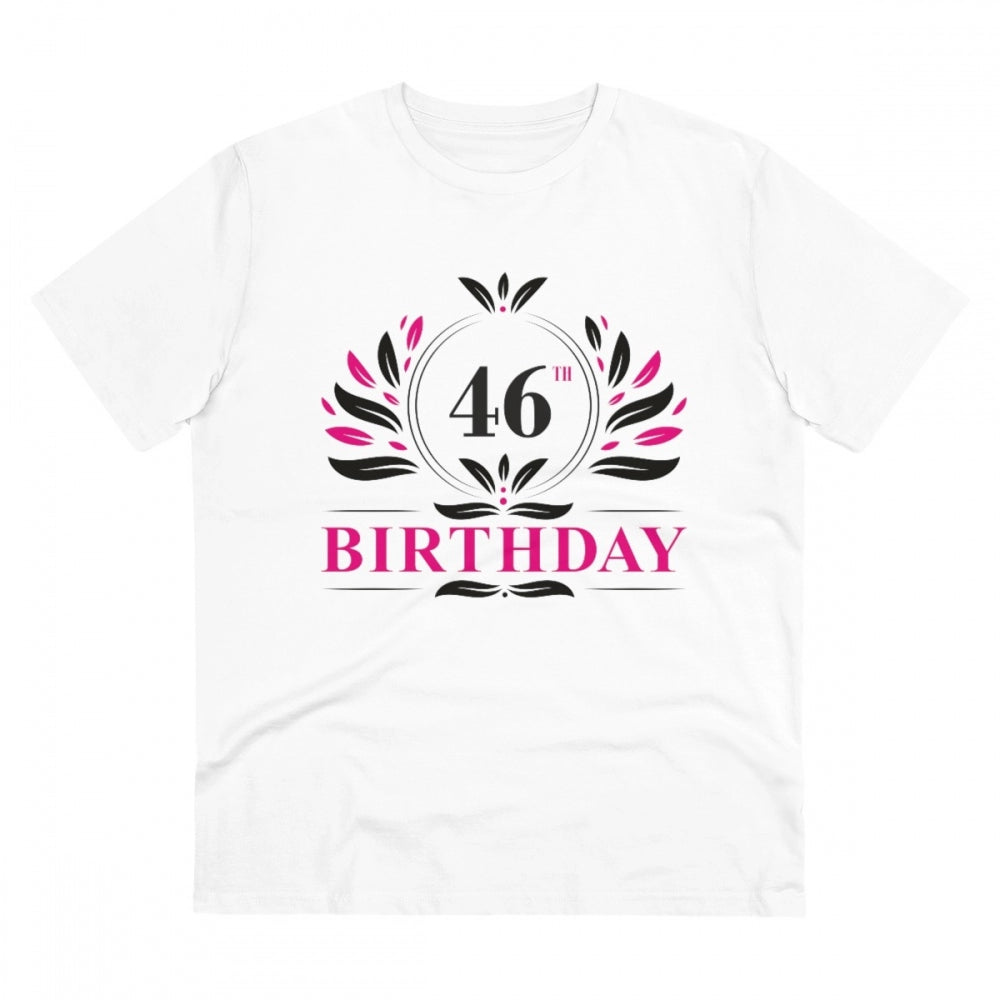 Generisches T-Shirt aus PC-Baumwolle für Herren mit Aufdruck „46. Geburtstag“ (Farbe: Weiß, Fadendichte: 180 g/m²)