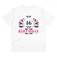 Generisches T-Shirt aus PC-Baumwolle für Herren mit Aufdruck „46. Geburtstag“ (Farbe: Weiß, Fadendichte: 180 g/m²)