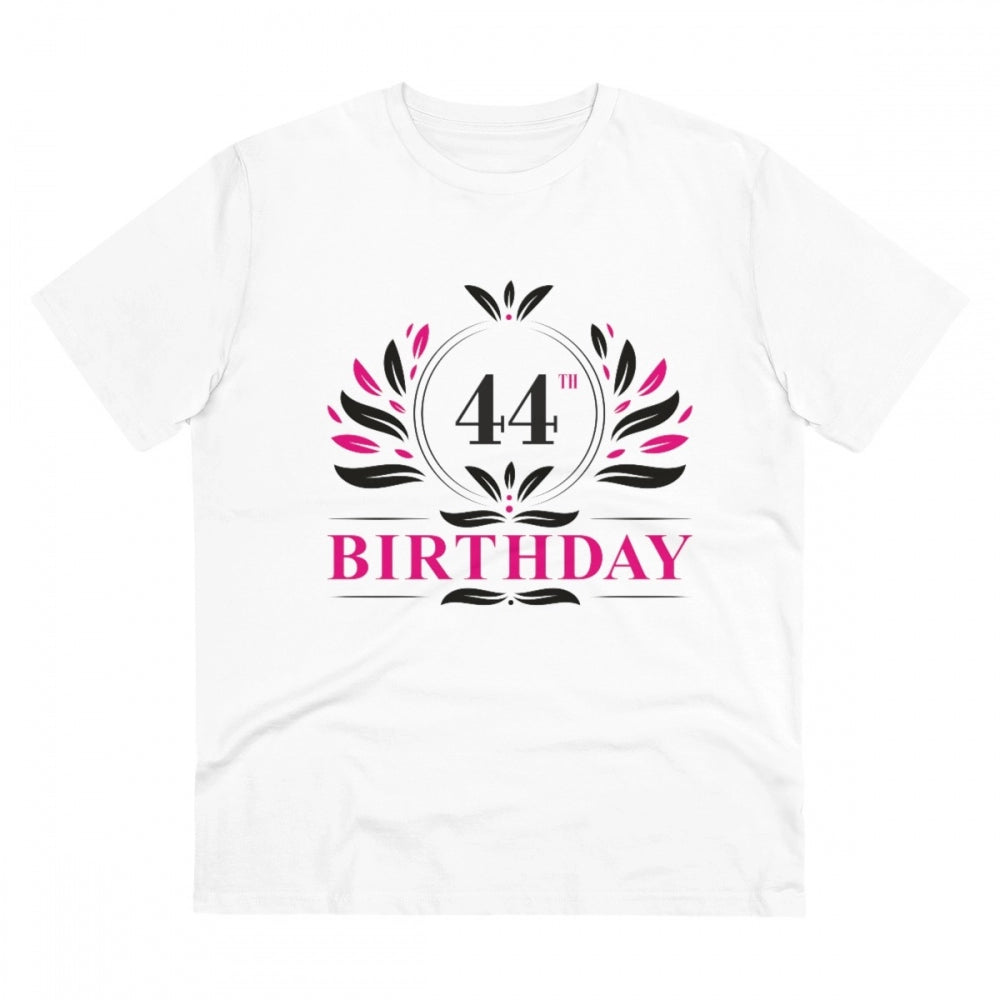 Generisches T-Shirt aus PC-Baumwolle für Herren mit Aufdruck „44. Geburtstag“ (Farbe: Weiß, Fadendichte: 180 g/m²)