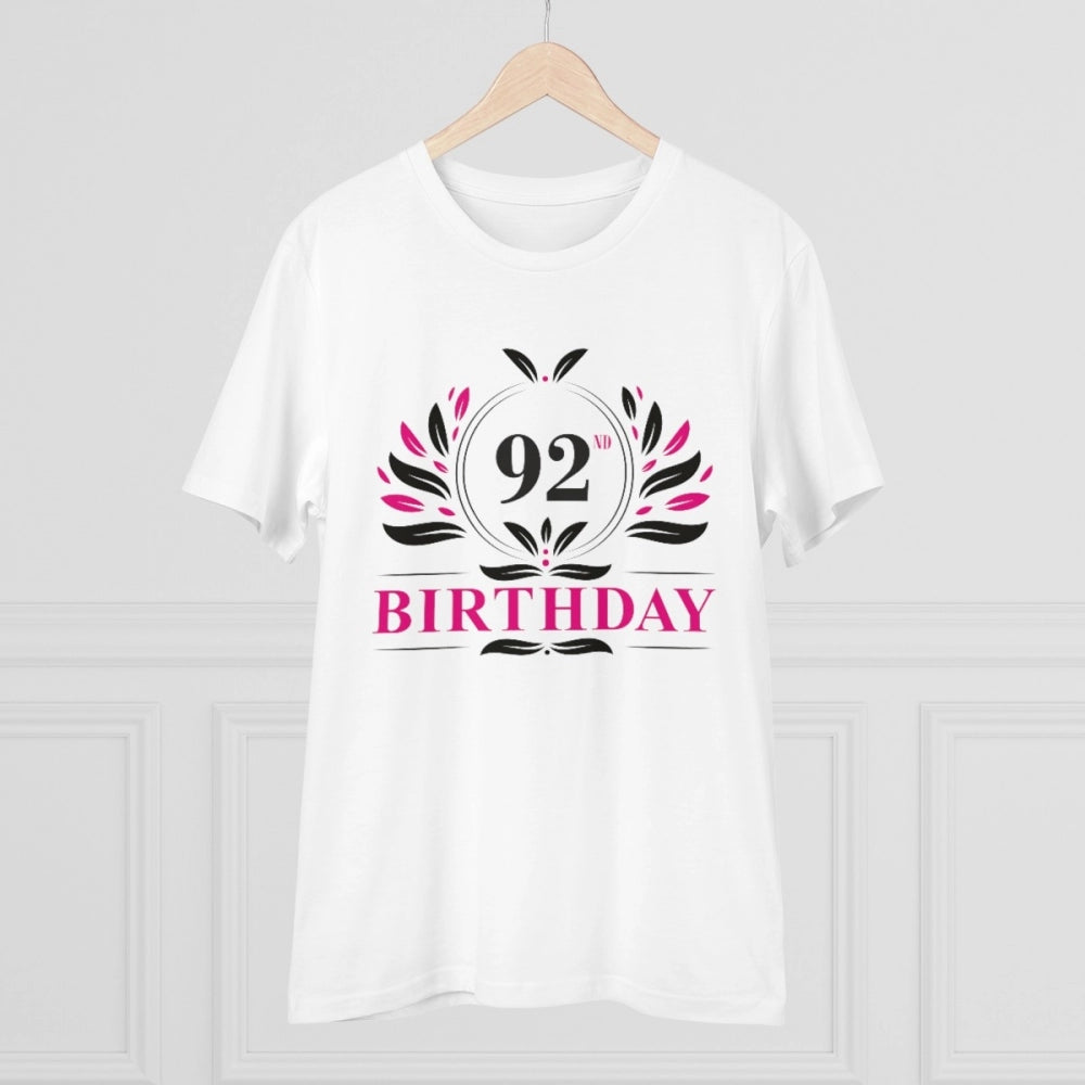 Generisches T-Shirt aus PC-Baumwolle für Herren mit Aufdruck „92. Geburtstag“ (Farbe: Weiß, Fadendichte: 180 g/m²)