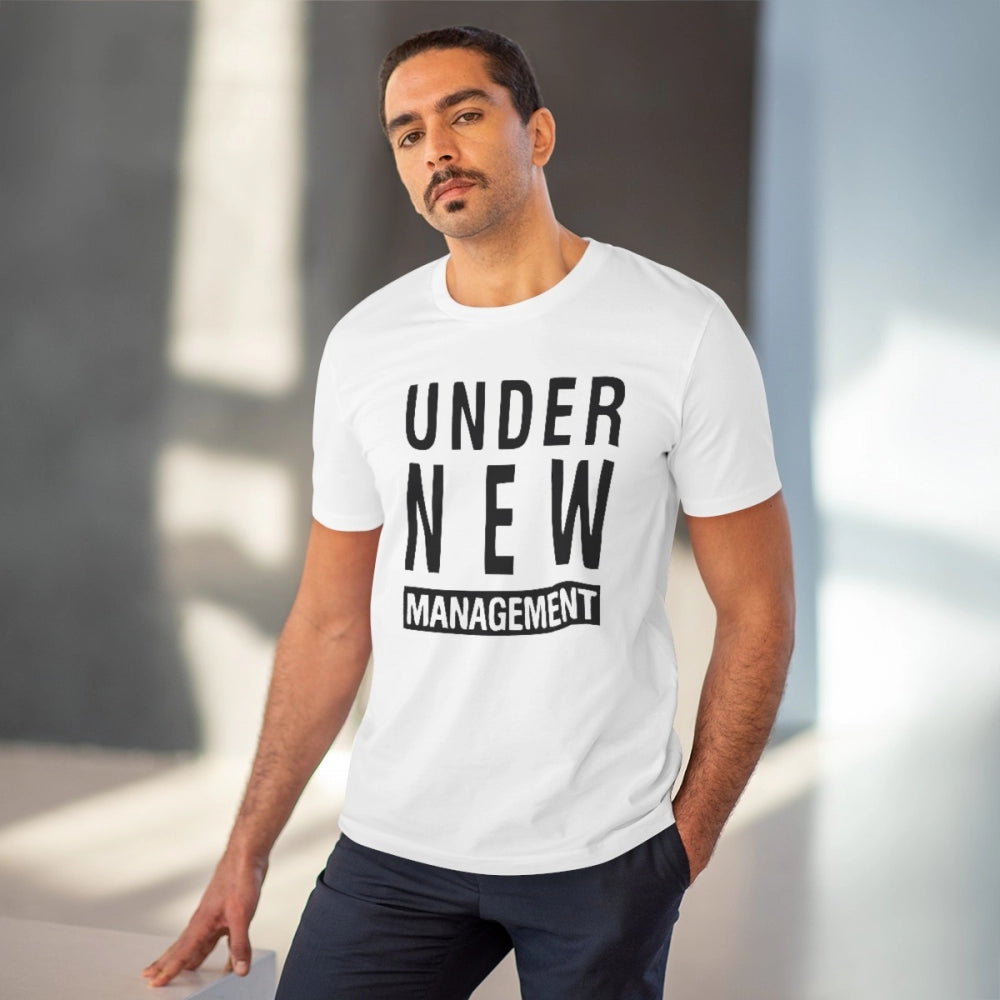 Generisches bedrucktes T-Shirt aus PC-Baumwolle von Under New Management Design für Herren (Farbe: Weiß, Fadendichte: 180 g/m²)