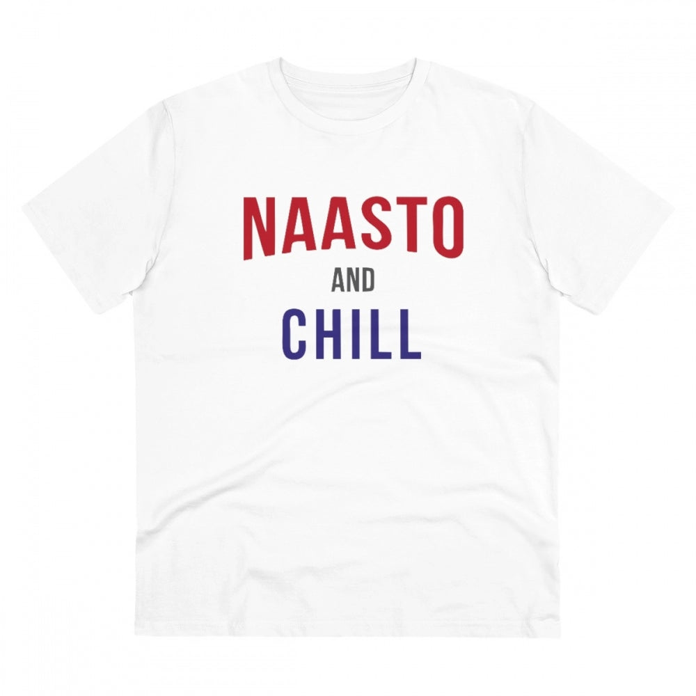 Generisches T-Shirt aus PC-Baumwolle mit Aufdruck „Nasto And Chill“ für Herren (Farbe: Weiß, Fadendichte: 180 g/m²)