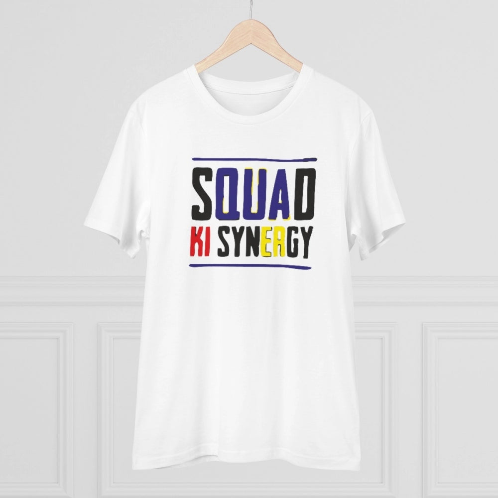 Generisches T-Shirt aus PC-Baumwolle „Squed Ki Syneagy“ für Herren mit Aufdruck (Farbe: Weiß, Fadendichte: 180 g/m²)