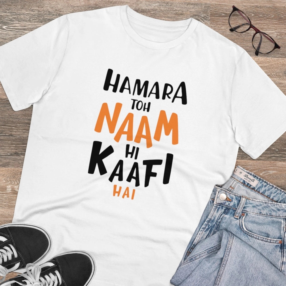 Generisches T-Shirt aus PC-Baumwolle „Hamara To Name Hi Kaafi Hai“ für Herren mit Aufdruck (Farbe: Weiß, Fadendichte: 180 g/m²)