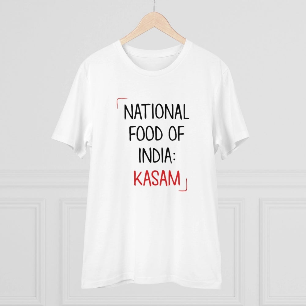 Generisches T-Shirt aus PC-Baumwolle mit Aufdruck „India Kasam“ für Herren (Farbe: Weiß, Fadendichte: 180 g/m²)