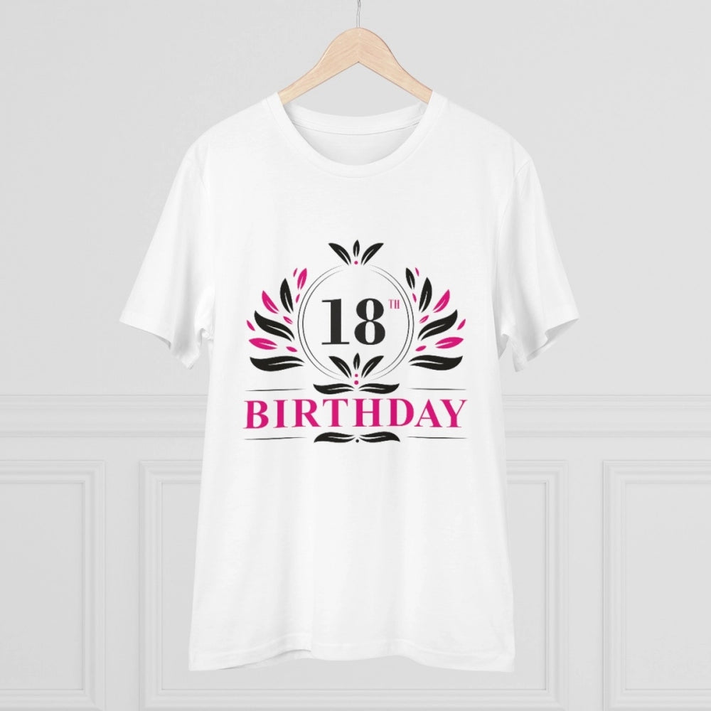 Generisches T-Shirt aus PC-Baumwolle für Herren mit Aufdruck zum 18. Geburtstag (Farbe: Weiß, Fadendichte: 180 g/m²)