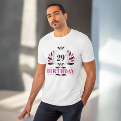 Generisches T-Shirt aus PC-Baumwolle für Herren mit Aufdruck „29. Geburtstag“ (Farbe: Weiß, Fadendichte: 180 g/m²)