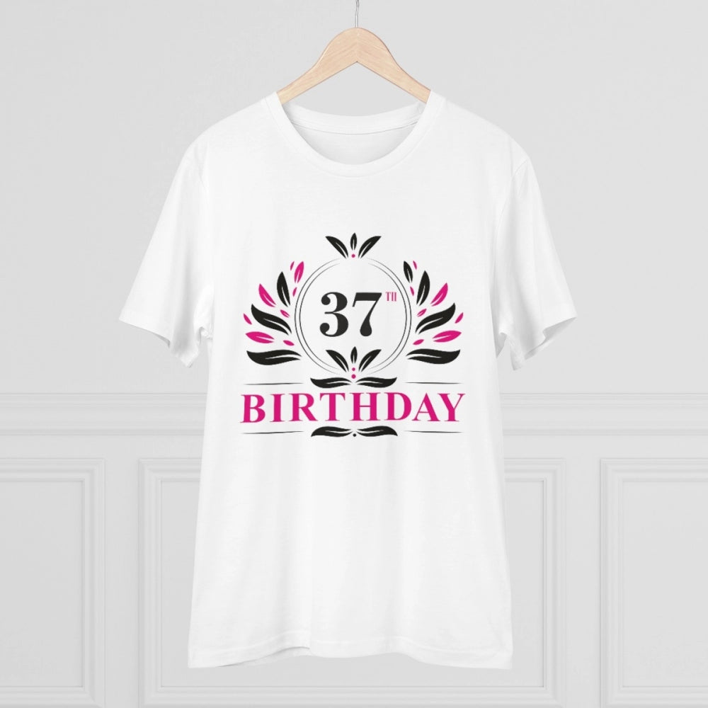 Generic Men's PC Cotton 37th Birthday Printed T Shirt (Color: White, Thread Count: 180GSM)