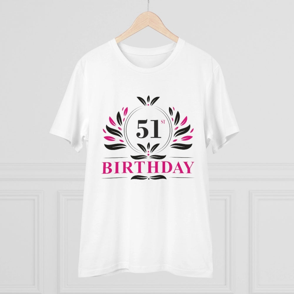 Generisches T-Shirt aus PC-Baumwolle für Herren mit Aufdruck „51. Geburtstag“ (Farbe: Weiß, Fadendichte: 180 g/m²)