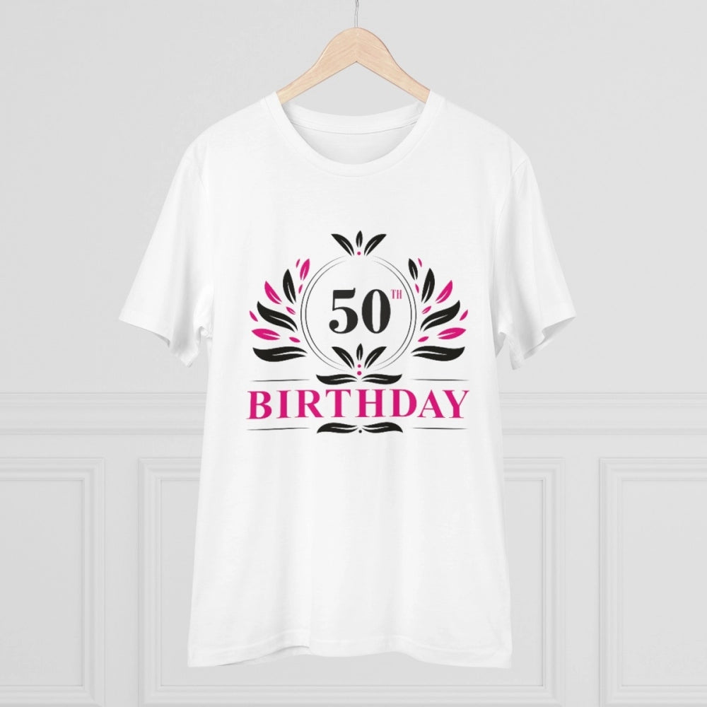 Generisches T-Shirt aus PC-Baumwolle für Herren mit Aufdruck zum 50. Geburtstag (Farbe: Weiß, Fadendichte: 180 g/m²)