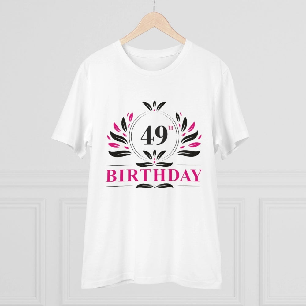 Generisches T-Shirt aus PC-Baumwolle für Herren mit Aufdruck „49. Geburtstag“ (Farbe: Weiß, Fadendichte: 180 g/m²)