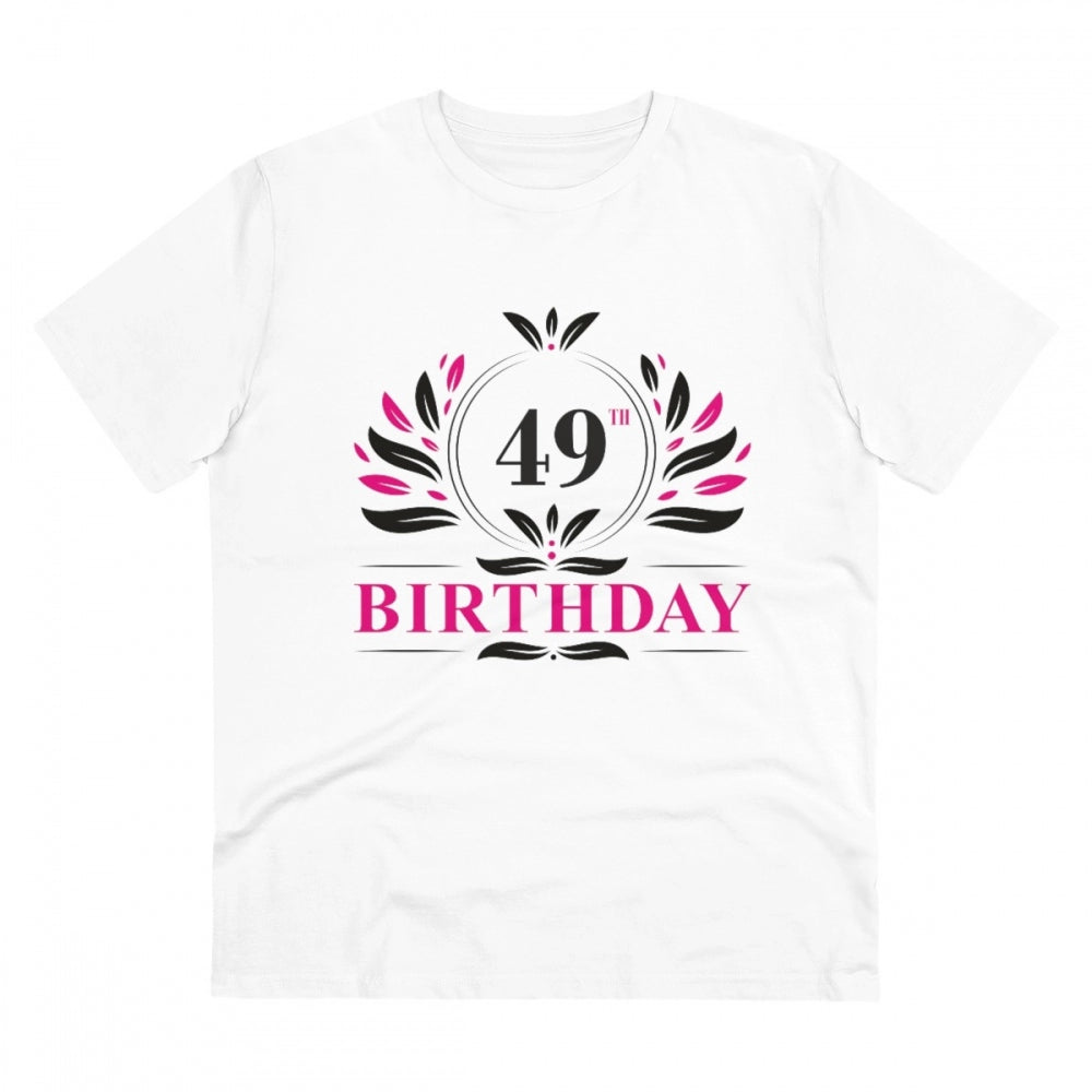 Generisches T-Shirt aus PC-Baumwolle für Herren mit Aufdruck „49. Geburtstag“ (Farbe: Weiß, Fadendichte: 180 g/m²)