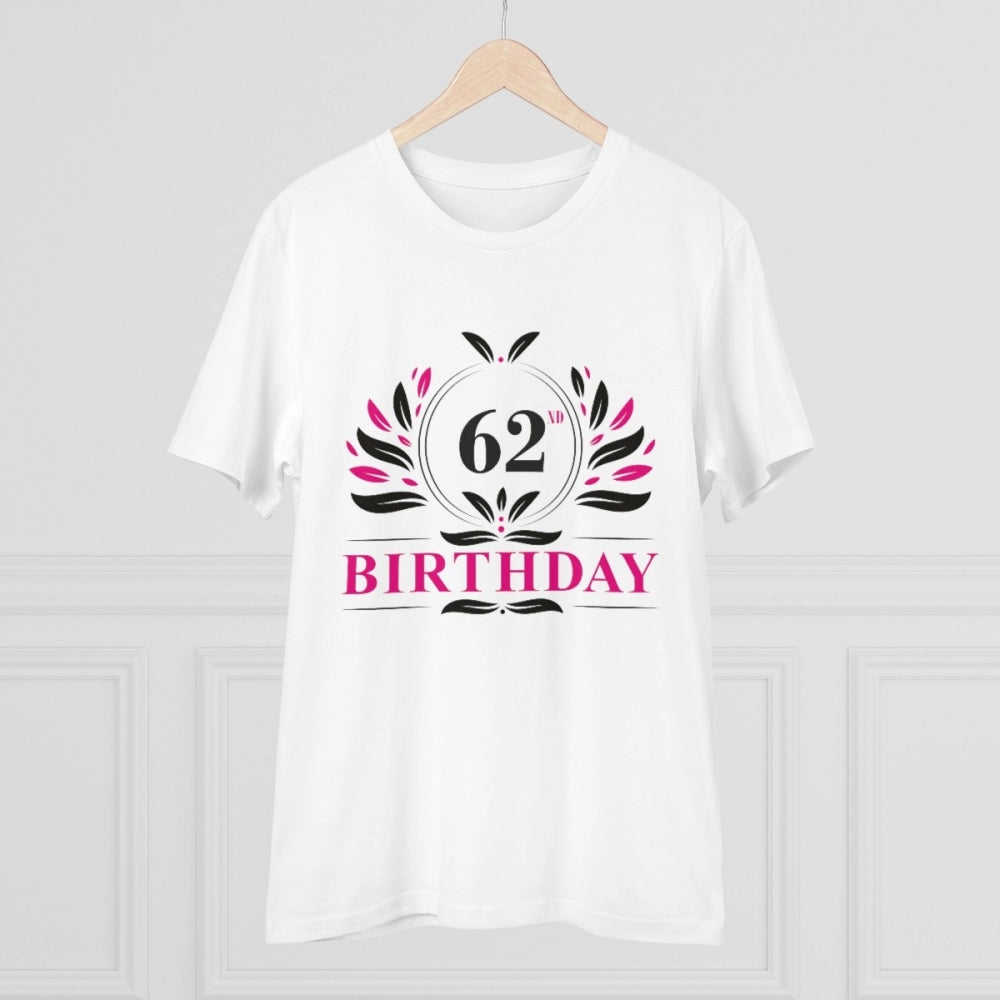 Generisches T-Shirt aus PC-Baumwolle für Herren mit Aufdruck „62. Geburtstag“ (Farbe: Weiß, Fadendichte: 180 g/m²)