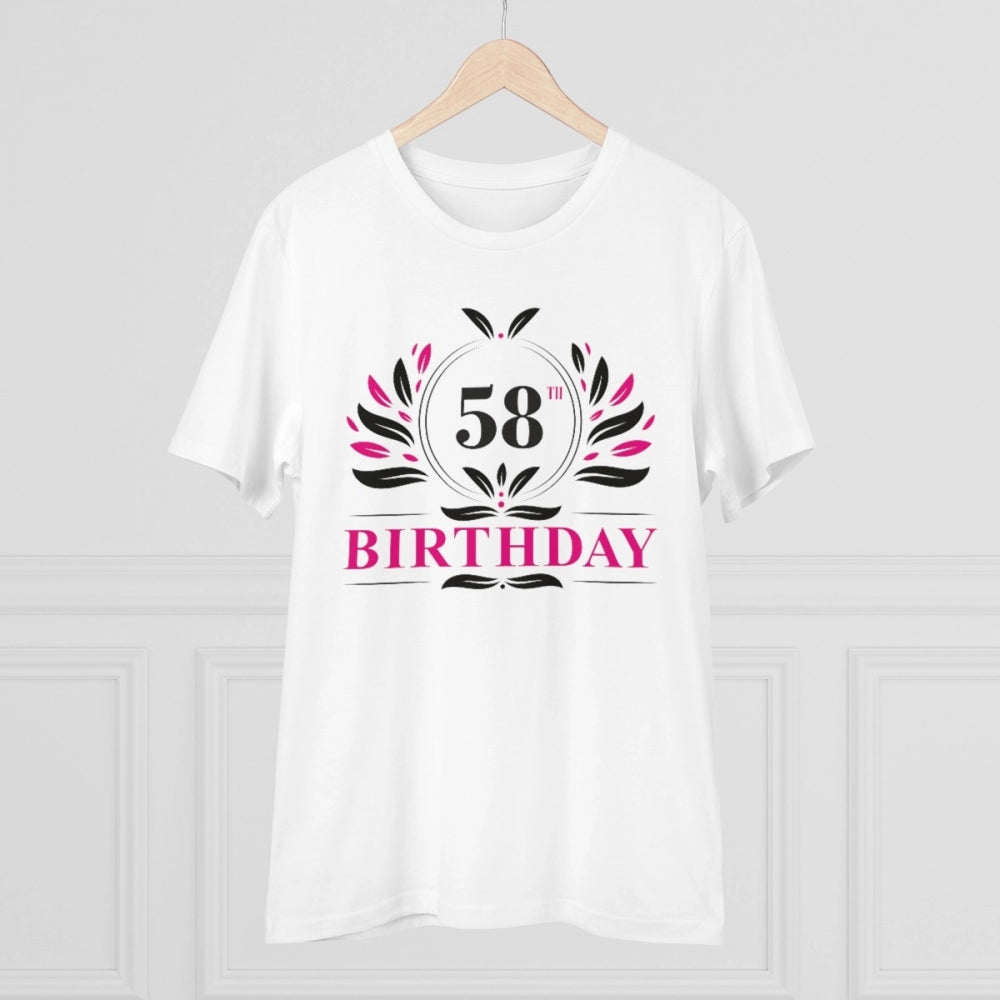 Generic Men's PC Cotton 58th Birthday Printed T Shirt (Color: White, Thread Count: 180GSM)