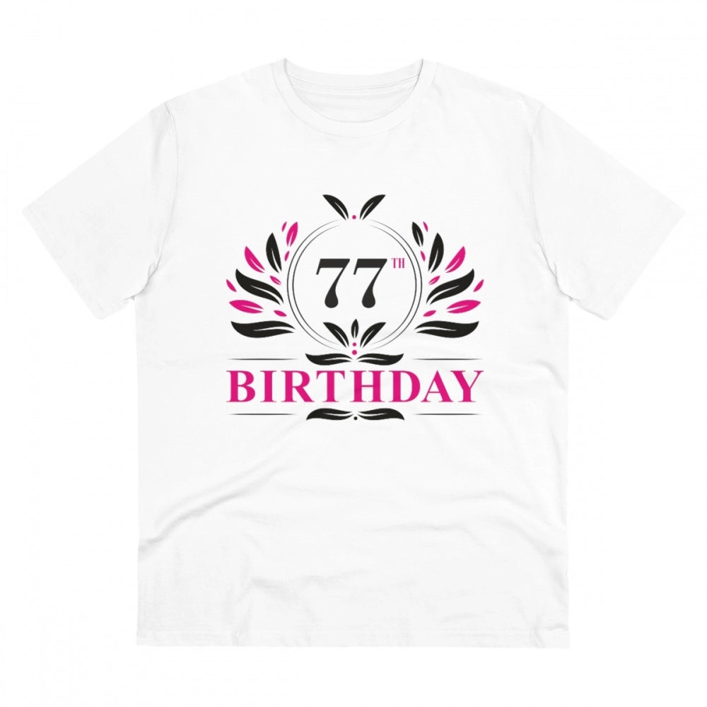 Generisches T-Shirt aus PC-Baumwolle für Herren mit Aufdruck „77. Geburtstag“ (Farbe: Weiß, Fadendichte: 180 g/m²)