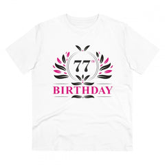 Generisches T-Shirt aus PC-Baumwolle für Herren mit Aufdruck „77. Geburtstag“ (Farbe: Weiß, Fadendichte: 180 g/m²)