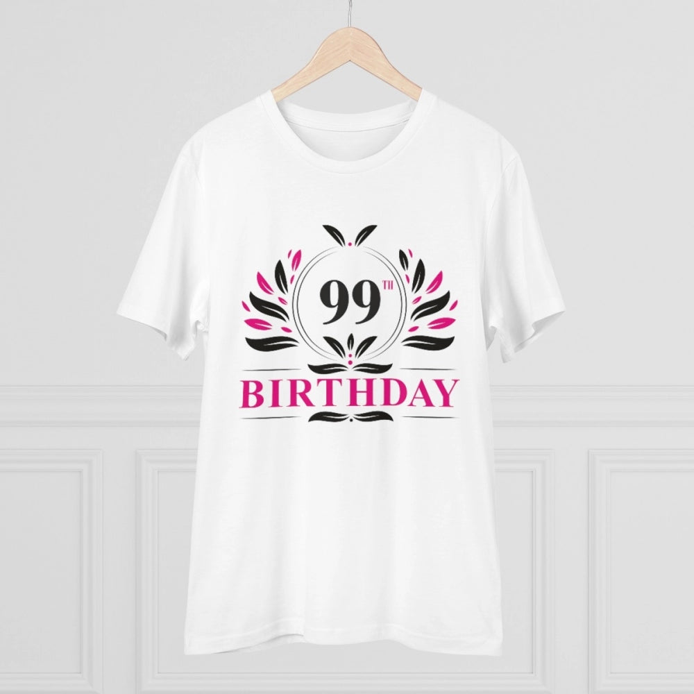 Generisches T-Shirt aus PC-Baumwolle für Herren mit Aufdruck „99. Geburtstag“ (Farbe: Weiß, Fadendichte: 180 g/m²)