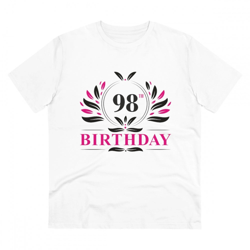 Generisches T-Shirt aus PC-Baumwolle für Herren mit Aufdruck „98. Geburtstag“ (Farbe: Weiß, Fadendichte: 180 g/m²)