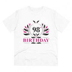 Generisches T-Shirt aus PC-Baumwolle für Herren mit Aufdruck „98. Geburtstag“ (Farbe: Weiß, Fadendichte: 180 g/m²)