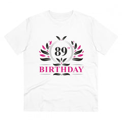 Generisches T-Shirt aus PC-Baumwolle für Herren mit Aufdruck „89. Geburtstag“ (Farbe: Weiß, Fadendichte: 180 g/m²)