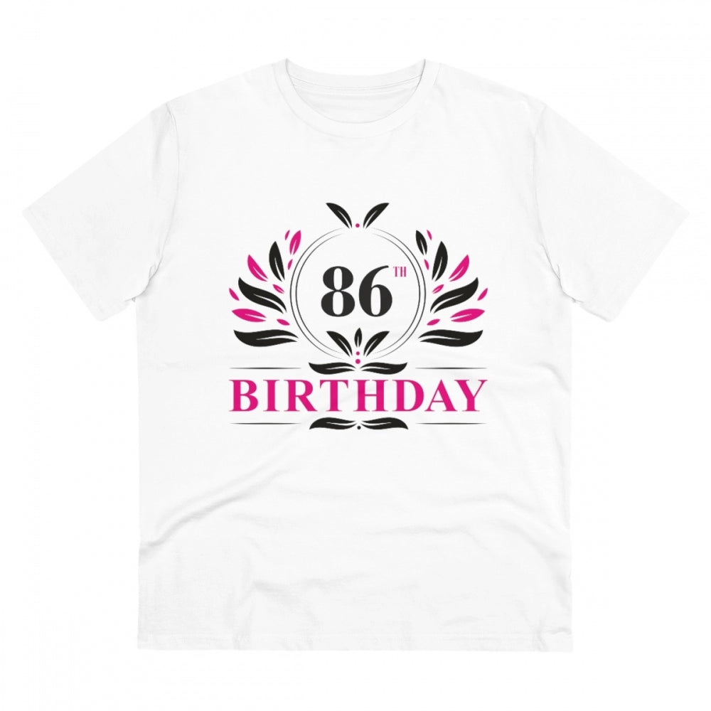 Generisches T-Shirt aus PC-Baumwolle für Herren mit Aufdruck „86. Geburtstag“ (Farbe: Weiß, Fadendichte: 180 g/m²)