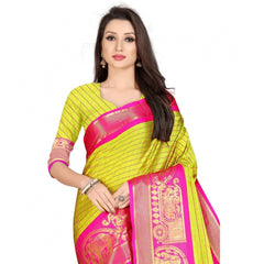 Generic Women's Cotton Silk Saree With Blouse (Pink, 5-6Mtrs)