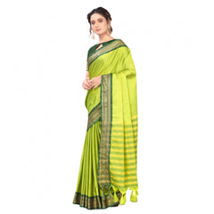 Generic Women's Cotton Silk Saree With Blouse (Lemon Yellow, 5-6Mtrs)