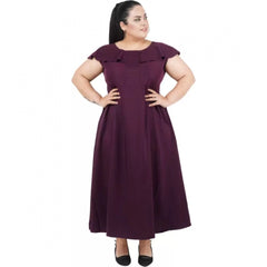 Generic Women's Fit And Flare Purple Dress (Color:Purple, Material:Polyester)