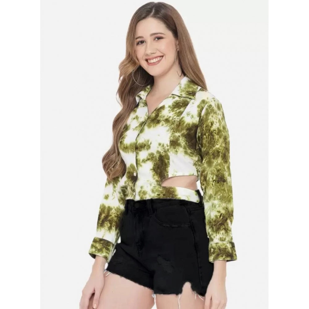 Generic Women's Casual Printed Green Top (Color:Green, Material:Rayon)