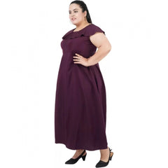 Generic Women's Fit And Flare Purple Dress (Color:Purple, Material:Polyester)