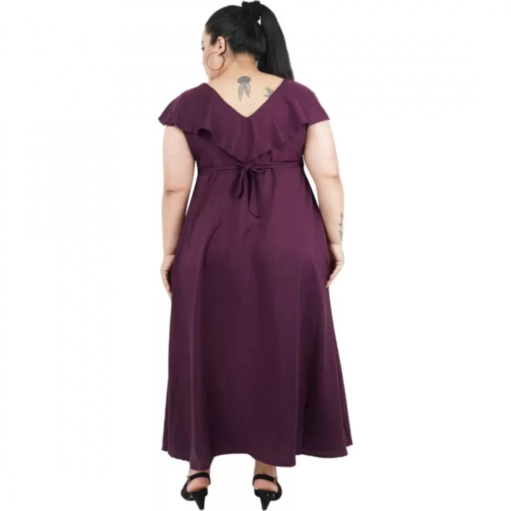 Generic Women's Fit And Flare Purple Dress (Color:Purple, Material:Polyester)