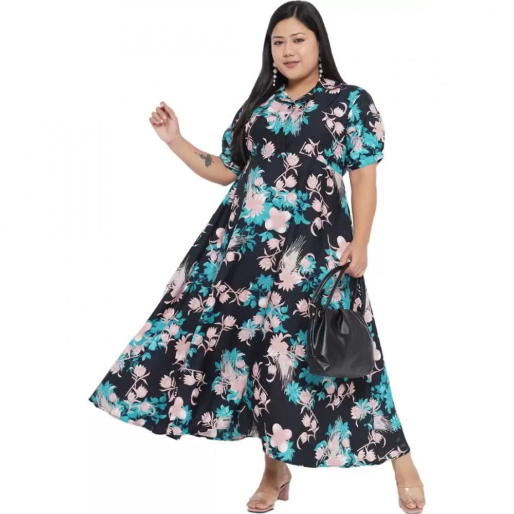 Generisches grünes Fit-and-Flare-Kleid für Damen (Farbe: Marineblau, Material: Polyester)