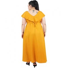 Generic Women's Fit And Flare Yellow Dress (Color:Yellow, Material:Polyester)