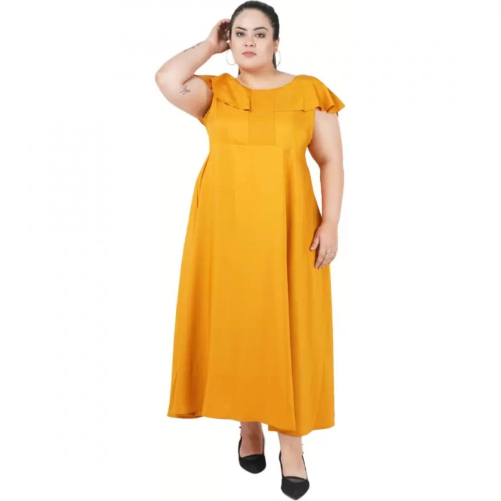 Generic Women's Fit And Flare Yellow Dress (Color:Yellow, Material:Polyester)