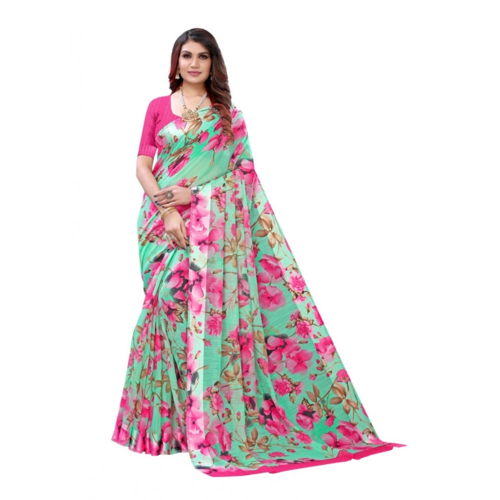 Generic Women's Cotton Silk Saree With Blouse (Multi Color, 5-6mtrs)