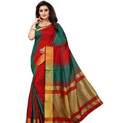 Generic Women's Cotton Silk Saree With Blouse (Multi Color, 5-6mtrs)