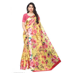 Generic Women's Cotton Silk Saree With Blouse (Multi Color, 5-6mtrs)