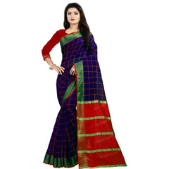 Generic Women's Cotton Silk Saree With Blouse (Purple, 5-6mtrs)