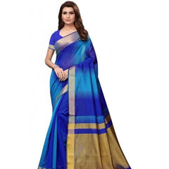 Generic Women's Cotton Silk Saree With Blouse (Multi Color, 5-6mtrs)