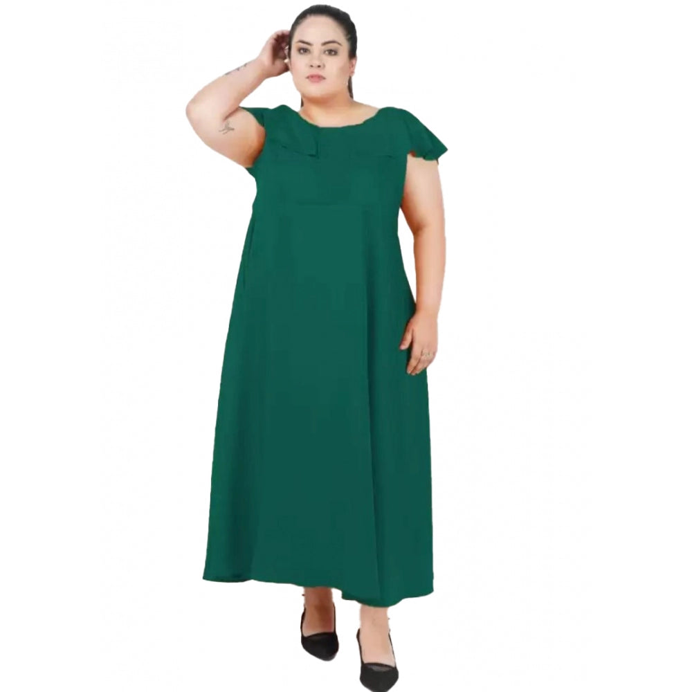 Generic Women's Fit And Flare Green Dress (Color:Green, Material:Polyester)