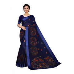 Generic Women's Cotton Silk Saree With Blouse (Black, 5-6mtrs)