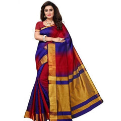 Generic Women's Cotton Silk Saree With Blouse (Multi Color, 5-6mtrs)