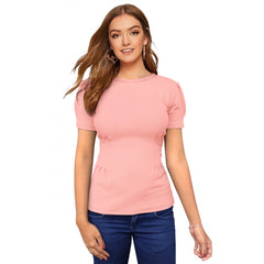 Generic Women's Western Wear Hosiery T Shirts (Peach)