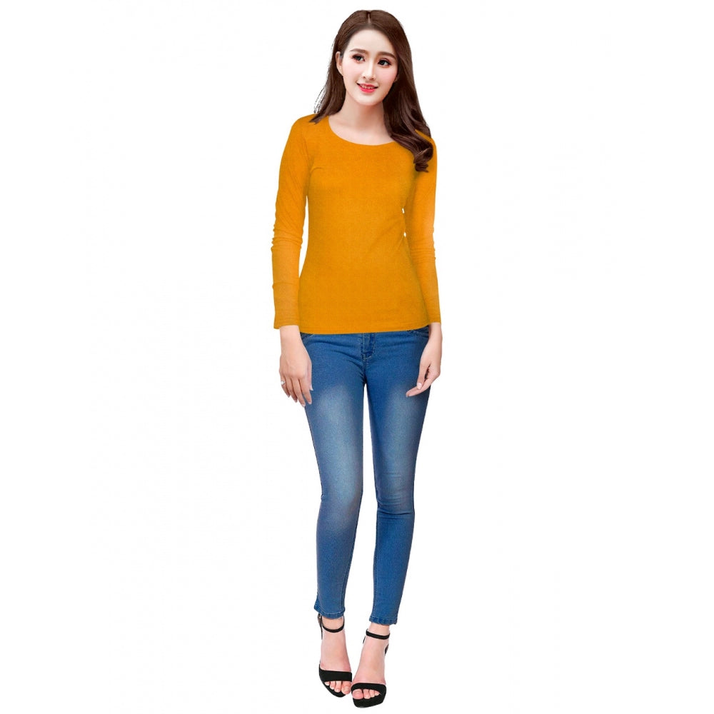 Generic Women's Western Wear Hosiery T Shirts (Yellow)